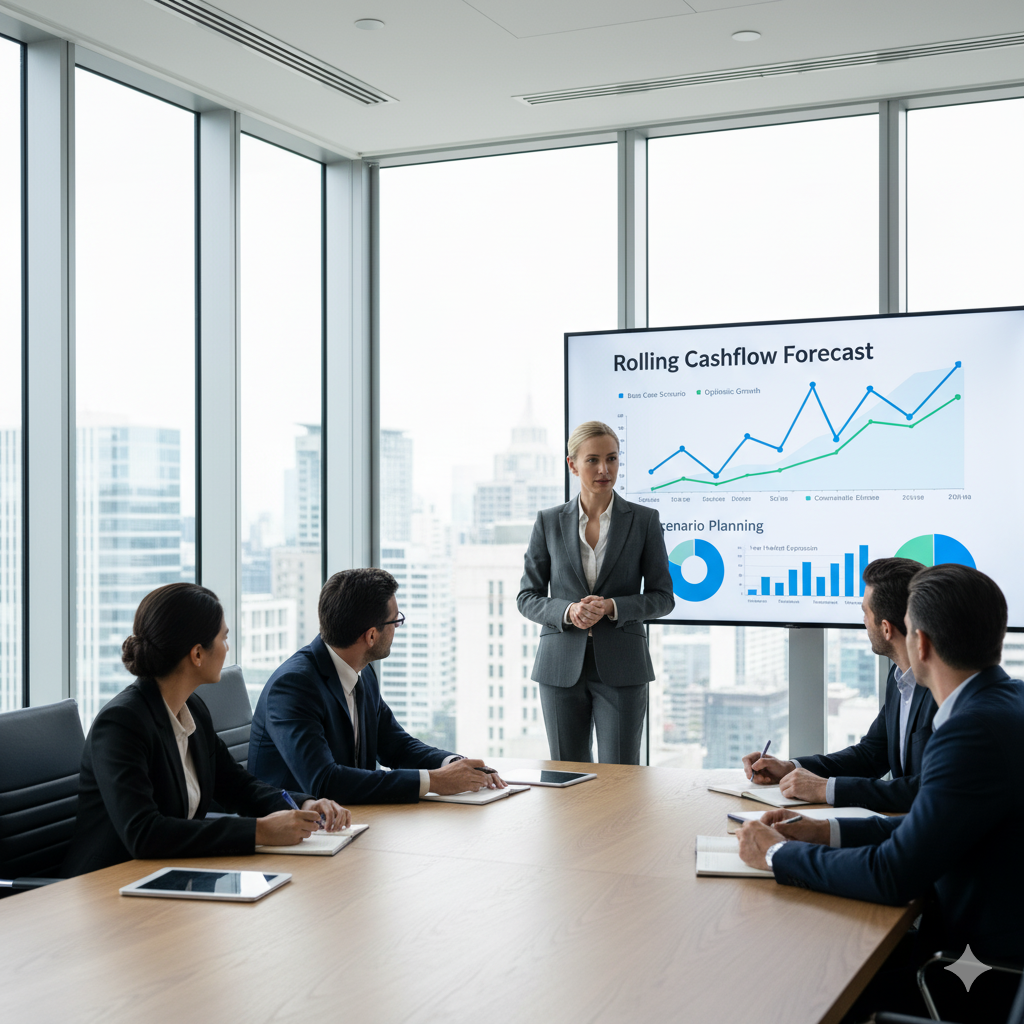 Forecasting charts highlighted on a laptop screen